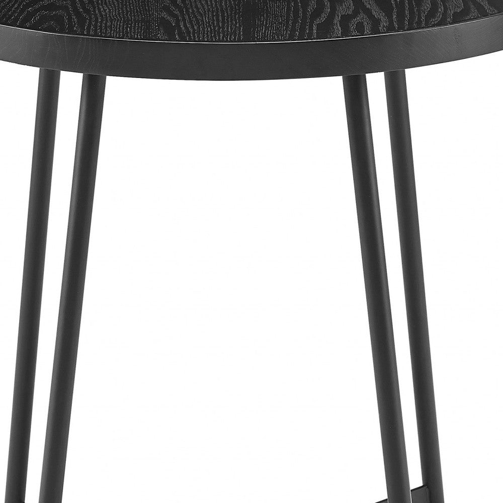 21.66 X 21.66 X 22.05 Round Side Table In Black Ash Wood And Black