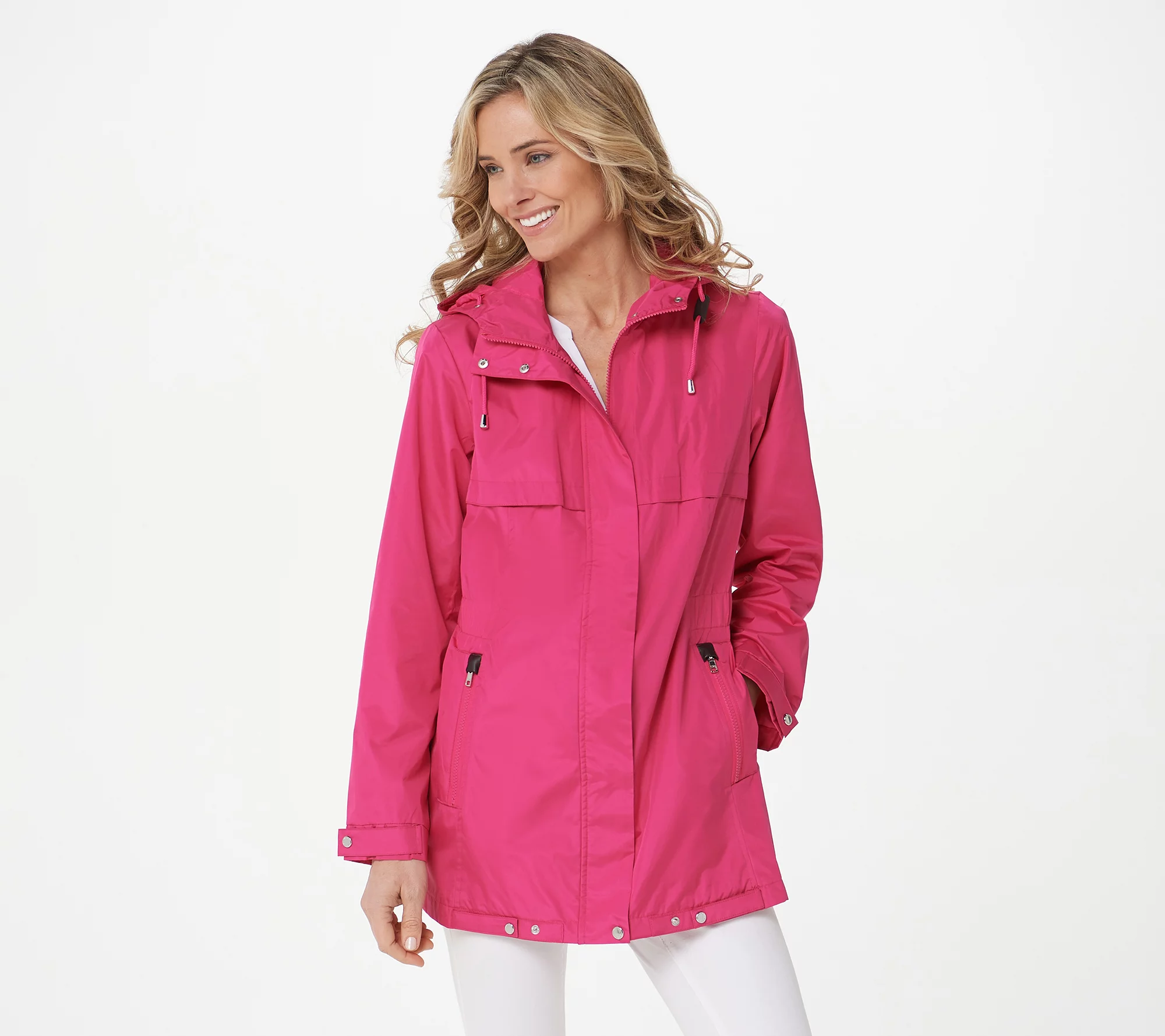 "As Is" Susan Graver Water Resistant Zip-Front Jacket w/ Hood