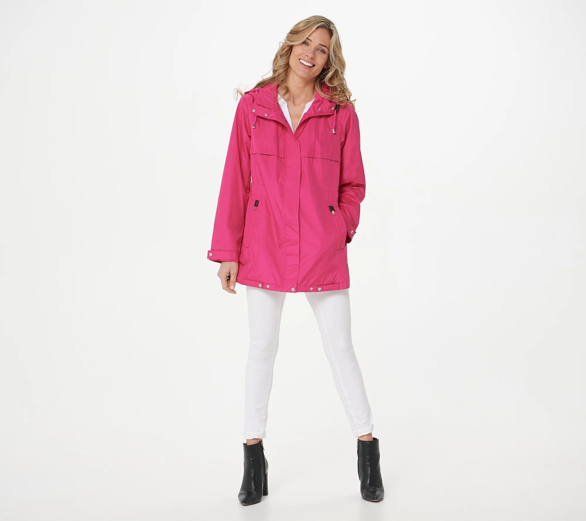 "As Is" Susan Graver Water Resistant Zip-Front Jacket w/ Hood