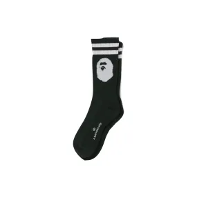 A BATHING APE APE HEAD LINE SOCKS - BLACK