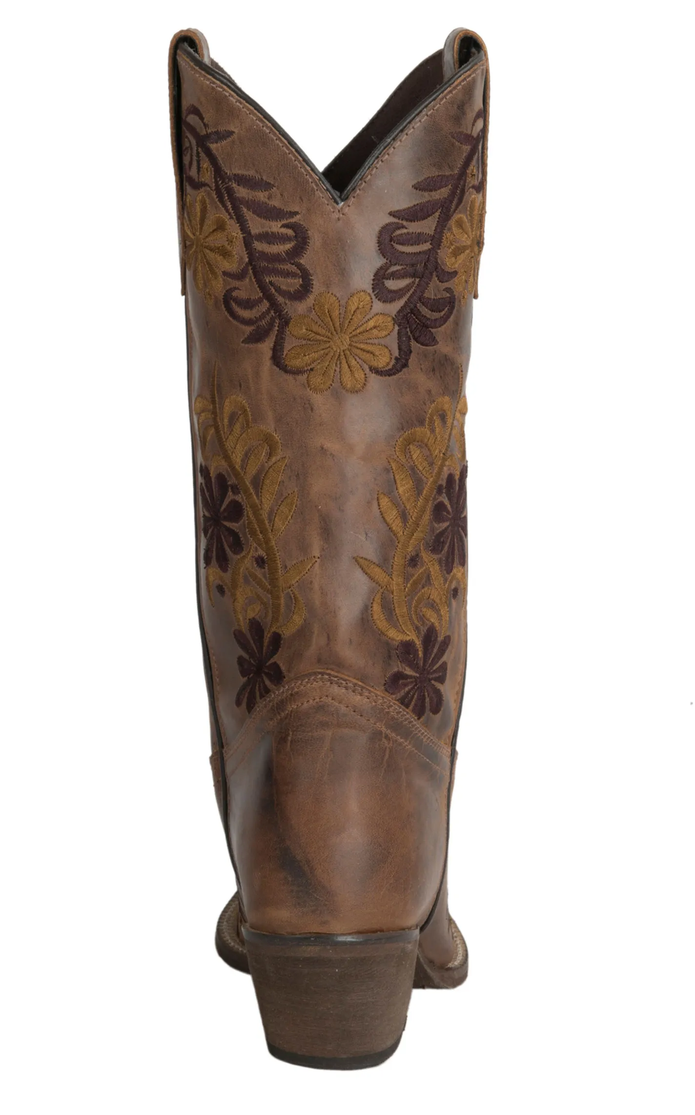 Abilene Women's Vintage Brown with Two Tone Floral Embroidery J-Toe Cowboy Boots