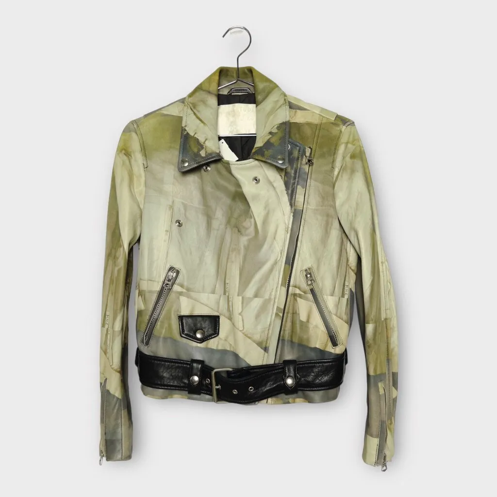 Acne Studios Green Printed Leather Jacket