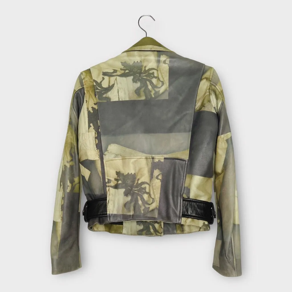 Acne Studios Green Printed Leather Jacket