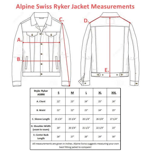 Alpine Swiss Ryker Mens Sherpa Lined Denim Trucker Jacket