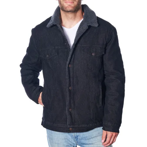 Alpine Swiss Ryker Mens Sherpa Lined Denim Trucker Jacket