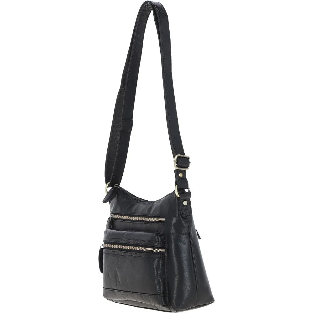 Ashwood Medium Leather Shoulder Bag Black: T-83