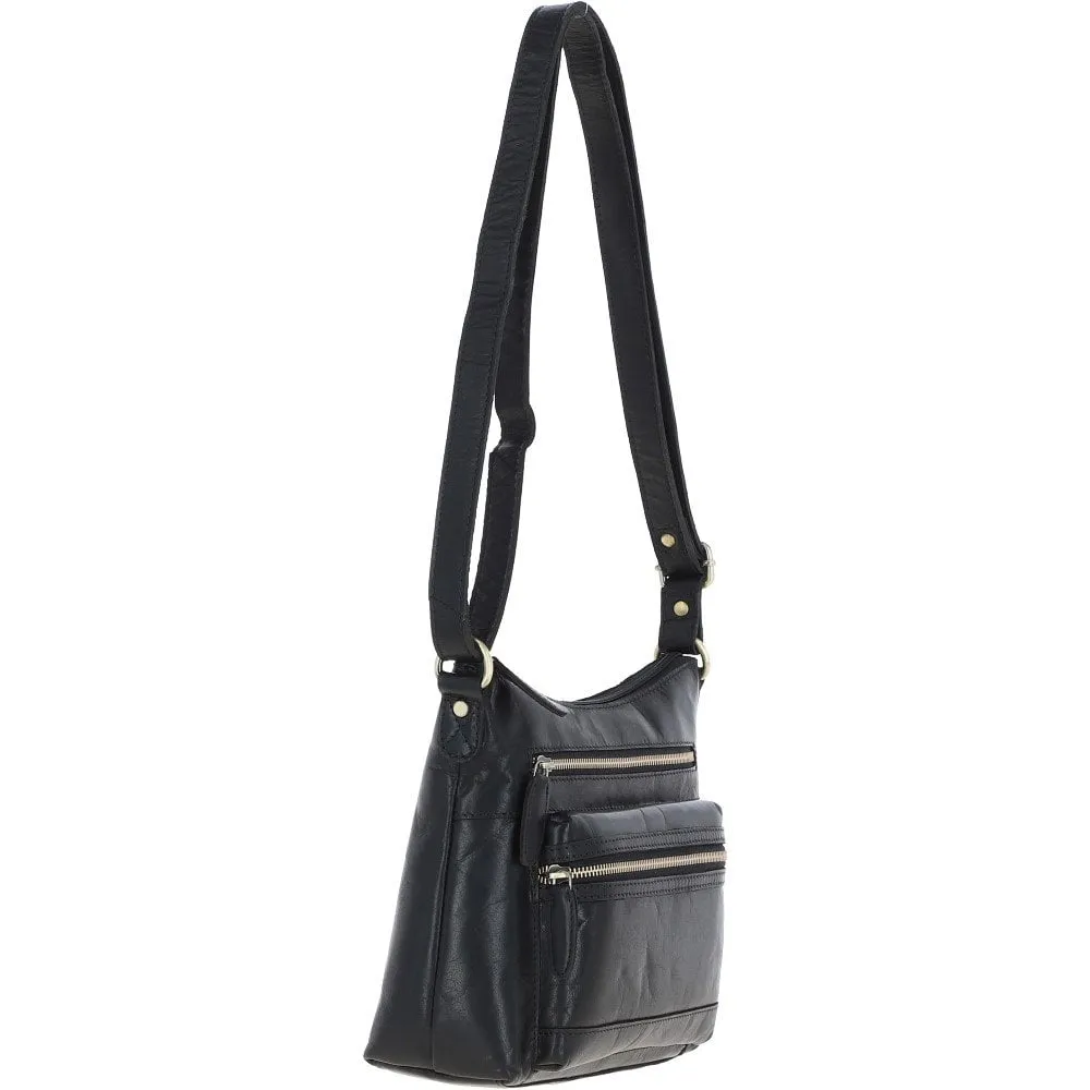 Ashwood Medium Leather Shoulder Bag Black: T-83