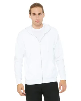 Bella + Canvas Unisex Poly-Cotton Fleece Full-Zip Hoodie 3739 White