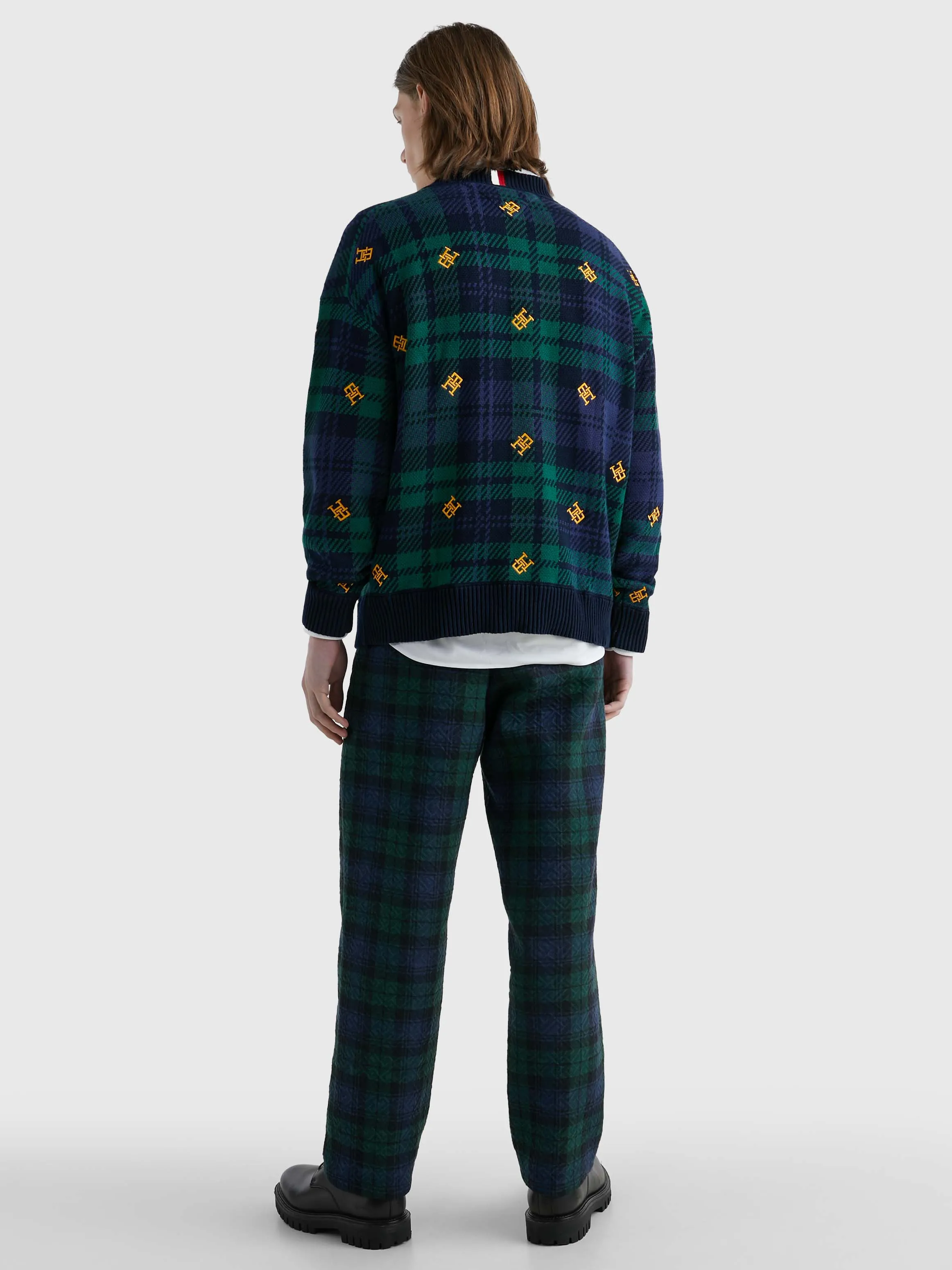 Black Watch Tartan Monogram Oversized Cardigan | Sweatshirts & Hoodies | Tommy Hilfiger