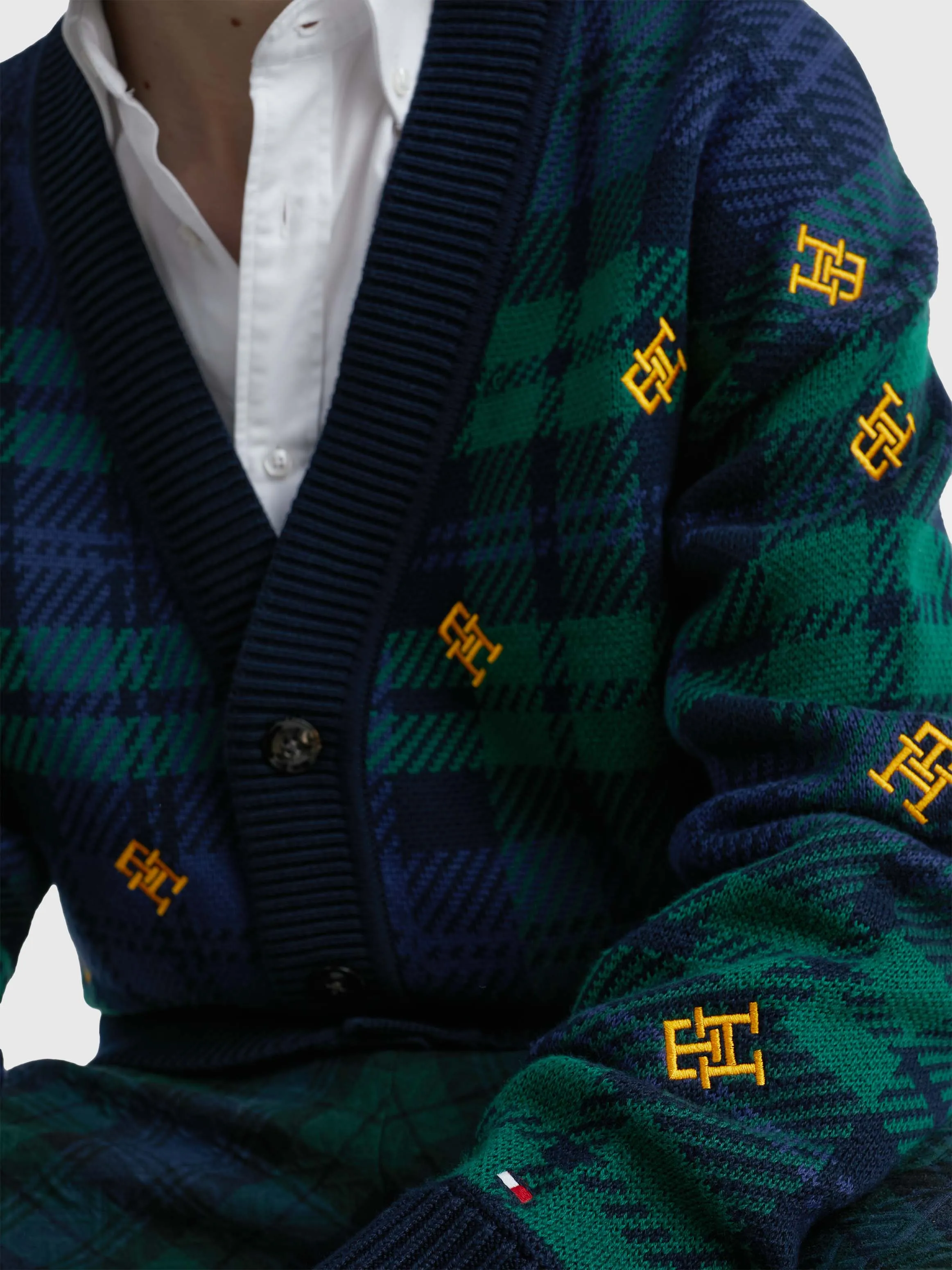 Black Watch Tartan Monogram Oversized Cardigan | Sweatshirts & Hoodies | Tommy Hilfiger