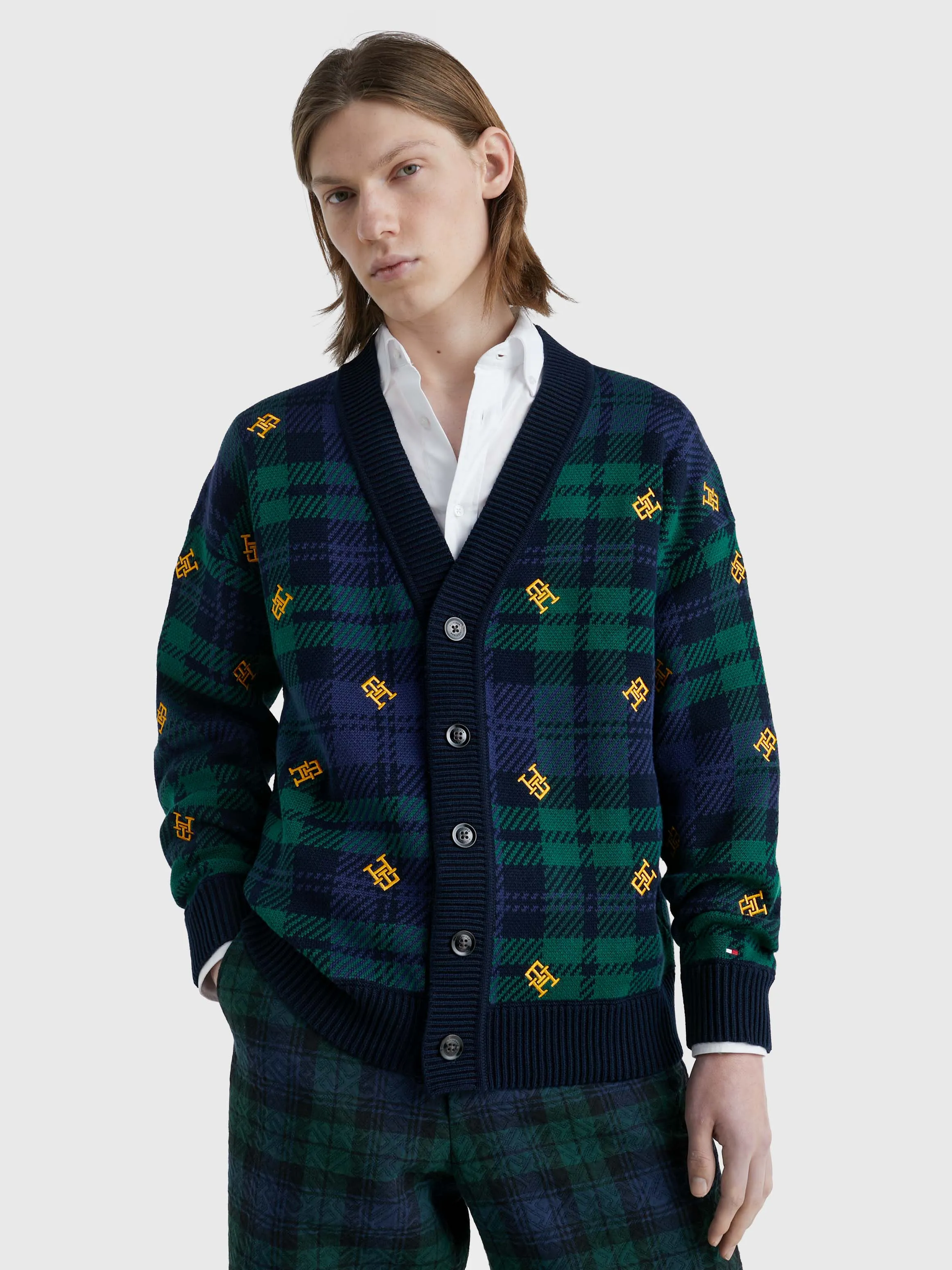 Black Watch Tartan Monogram Oversized Cardigan | Sweatshirts & Hoodies | Tommy Hilfiger