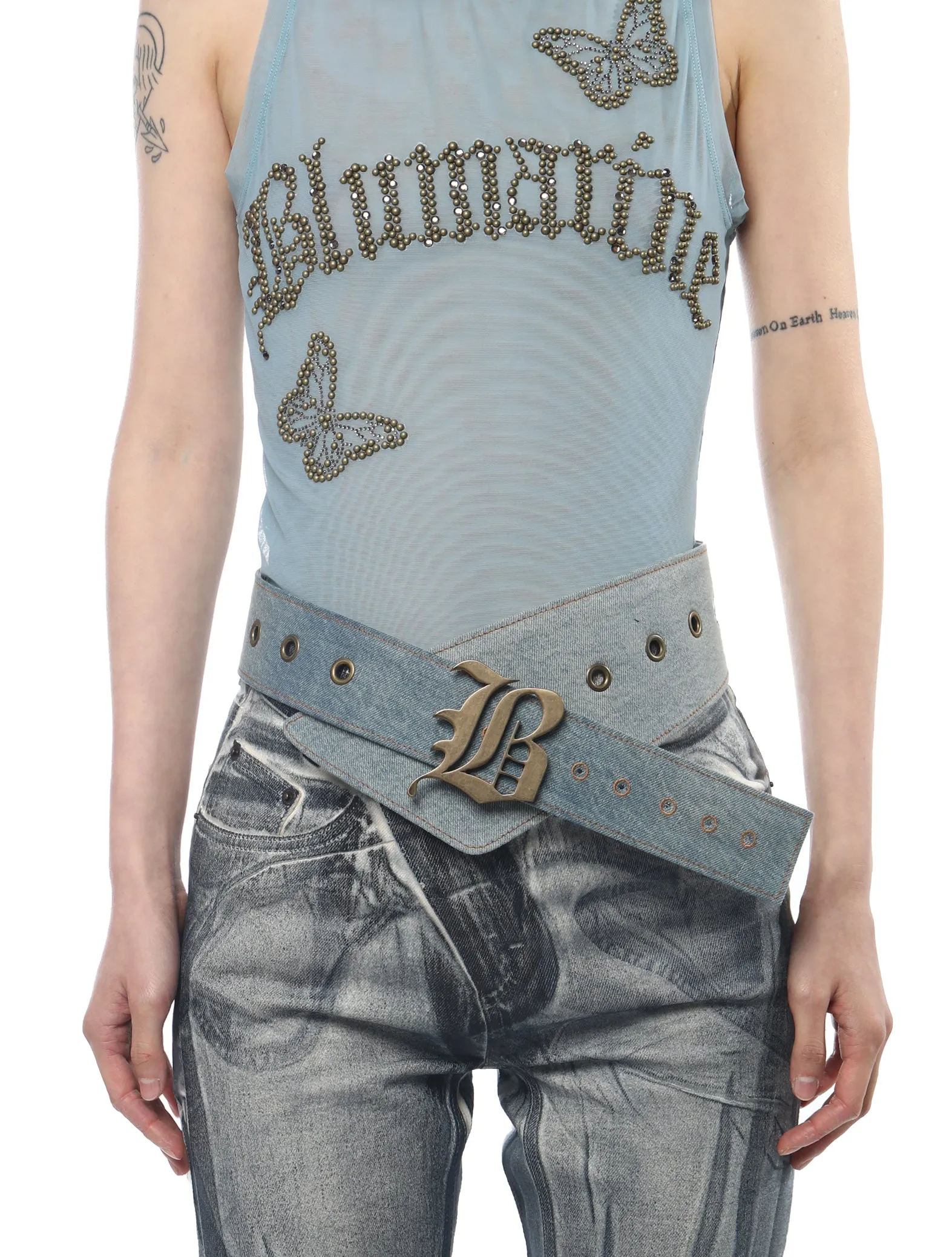 Blumarine Light Denim Logo Belt