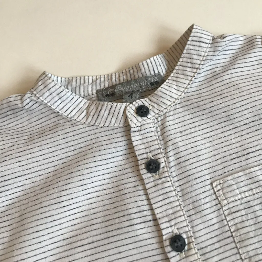 Bonpoint Cotton Stripe Collarless Shirt