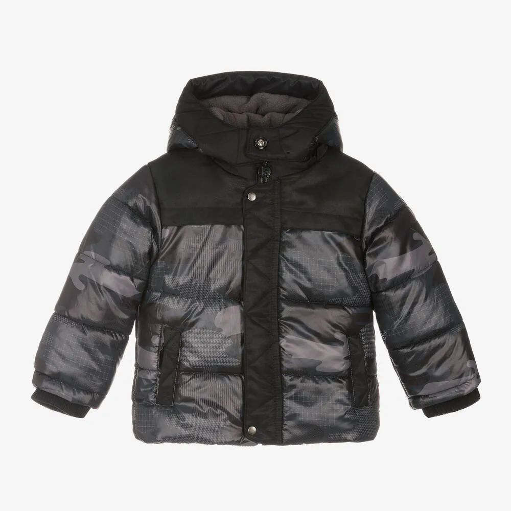 Boys Black Hooded Puffer Coat