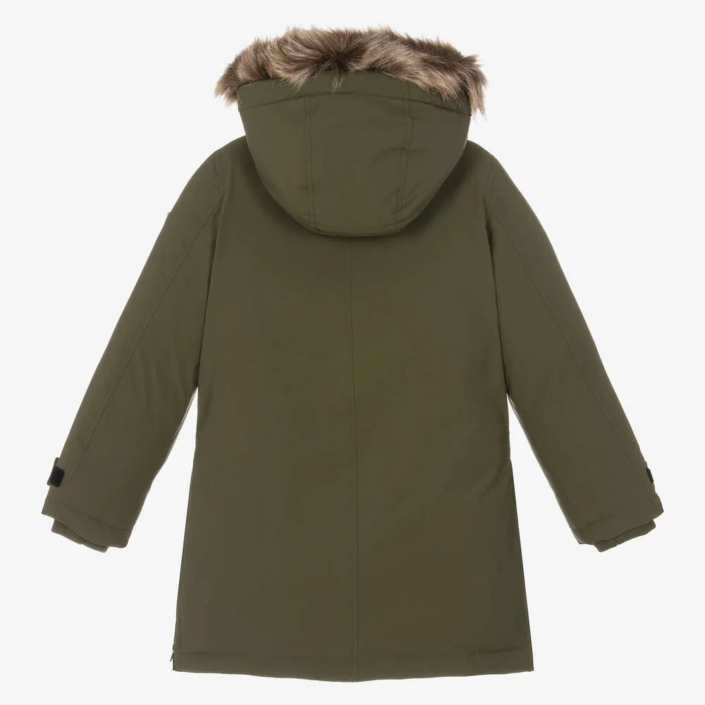 Boys Green Down Parka Coat