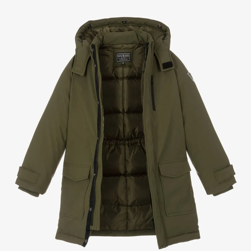 Boys Green Down Parka Coat