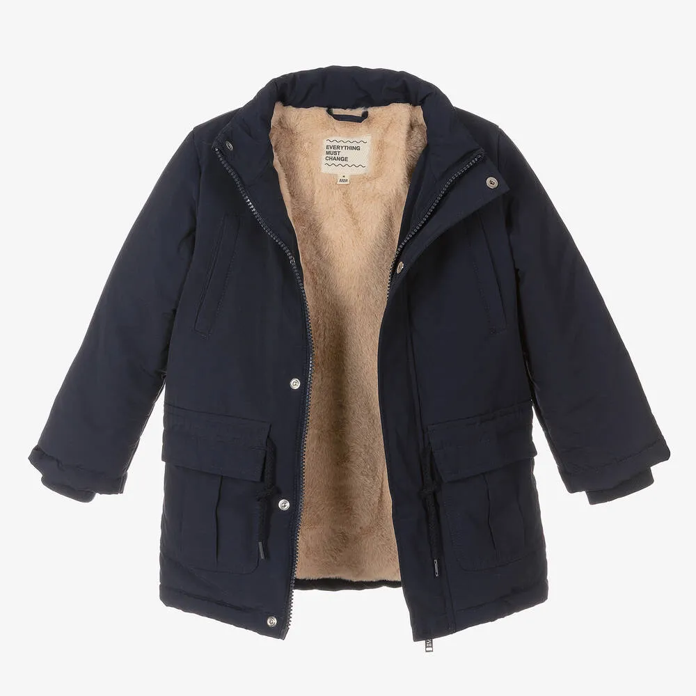 Boys Navy Blue Hooded Coat