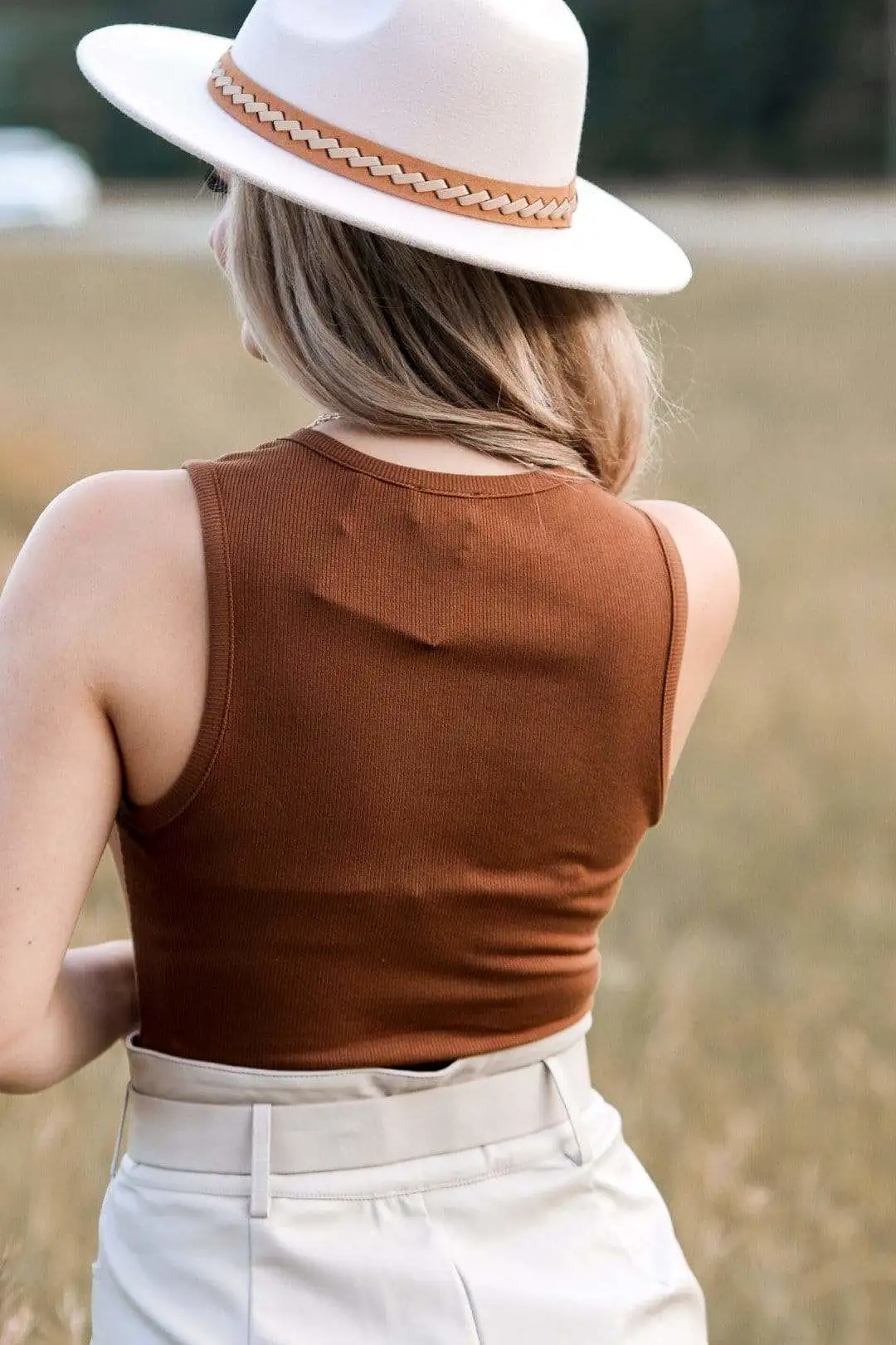 Brown Ribbed Bodysuit