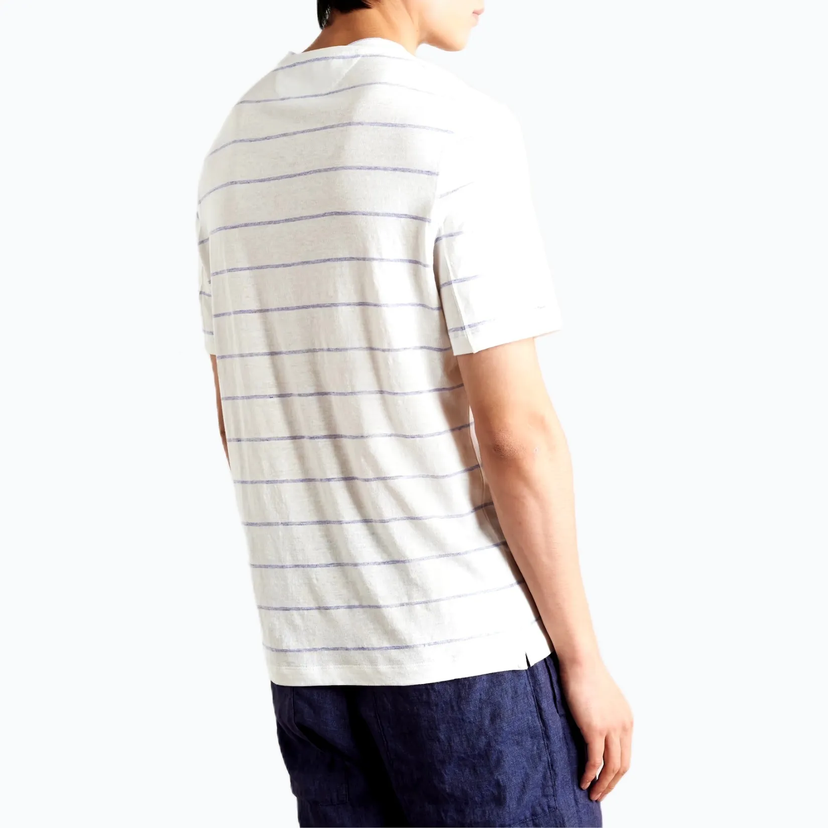 BRUNELLO CUCINELLI  |Stripes Linen Blended Fabrics Cotton Short Sleeves T-Shirts