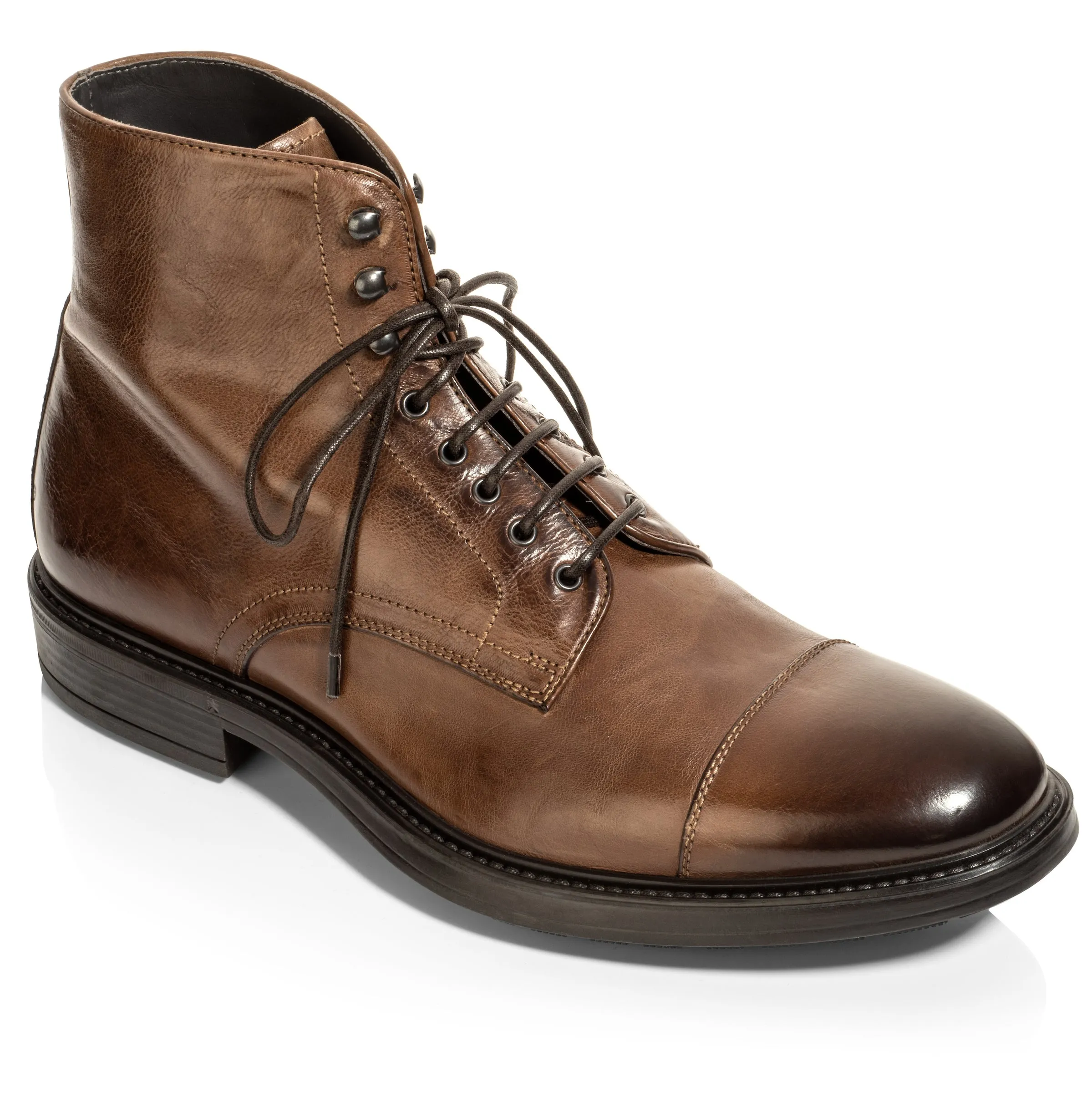 Burkett Cognac Cap Toe Lace Boot