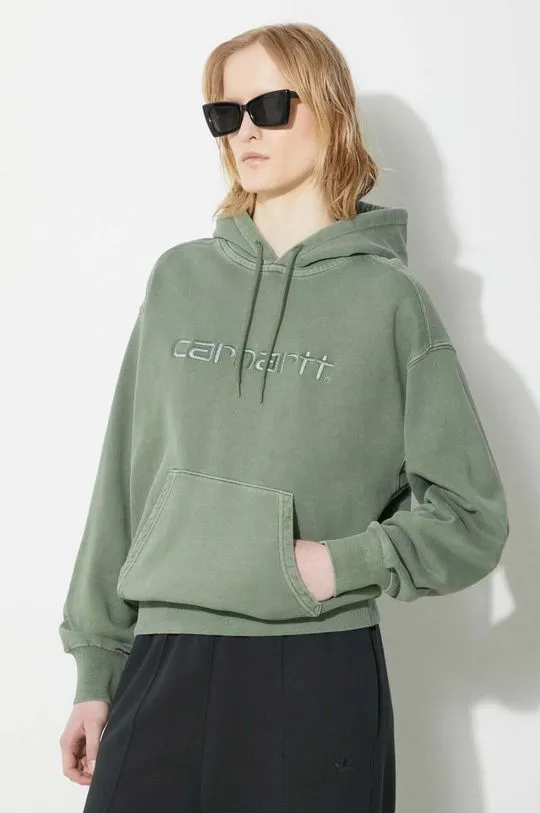 Carhartt WIP cotton sweatshirt Hooded Duster Sweat women's green color hooded I033056.1YFGD