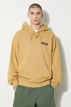 Carhartt WIP cotton sweatshirt Hooded Stamp Sweat men's beige color hooded with a print I033621.23F06