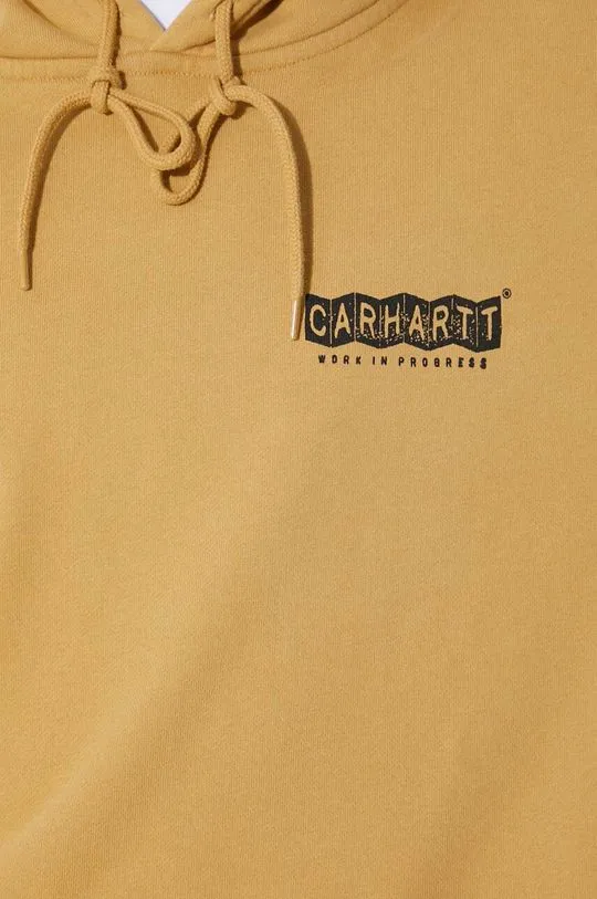 Carhartt WIP cotton sweatshirt Hooded Stamp Sweat men's beige color hooded with a print I033621.23F06