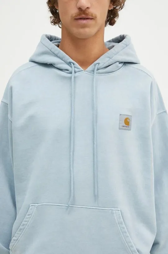 Carhartt WIP cotton sweatshirt Hooded Vista Sweat men's blue color hooded with an application I029523.2BSGD