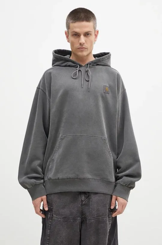 Carhartt WIP cotton sweatshirt Hooded Vista Sweat men's gray color hooded smooth I029523.87GD