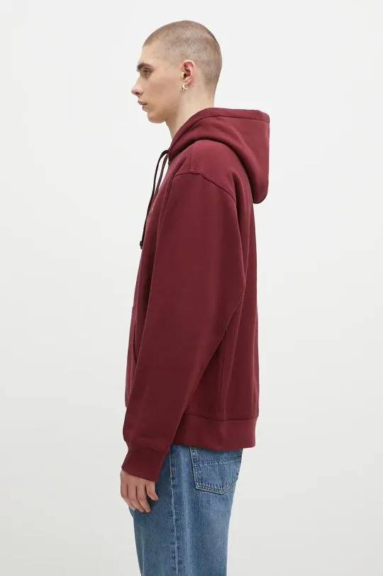 Carhartt WIP hooded sweatshirt American Script Sweat men's maroon color hooded smooth I028279.2BYXX