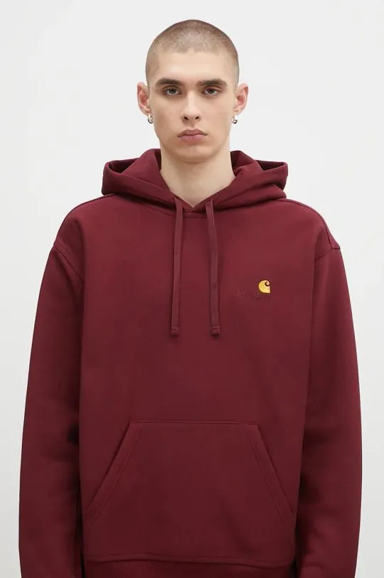 Carhartt WIP hooded sweatshirt American Script Sweat men's maroon color hooded smooth I028279.2BYXX