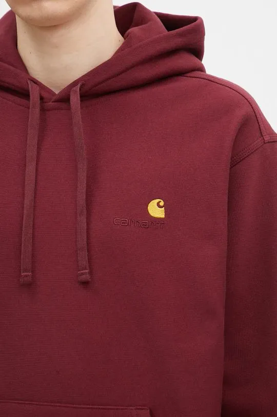 Carhartt WIP hooded sweatshirt American Script Sweat men's maroon color hooded smooth I028279.2BYXX