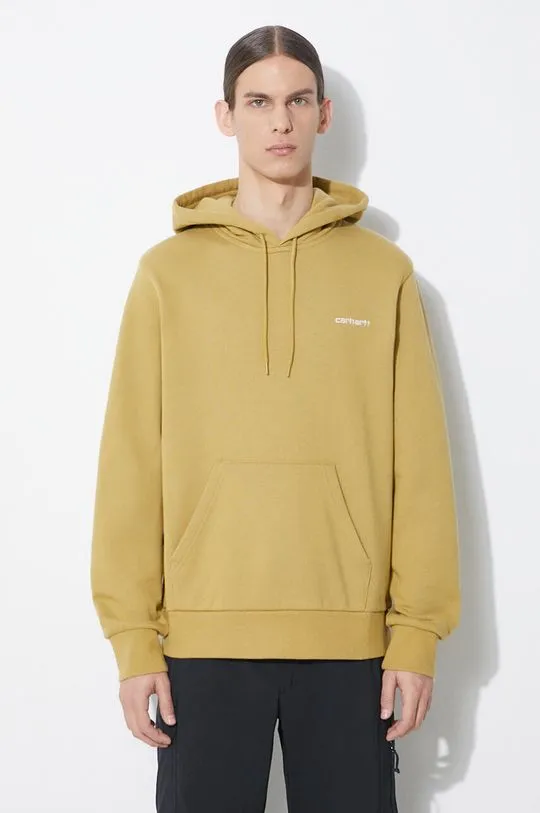 Carhartt WIP hooded sweatshirt Script Embroidery Sweat men's beige color hooded smooth I033658.22WXX