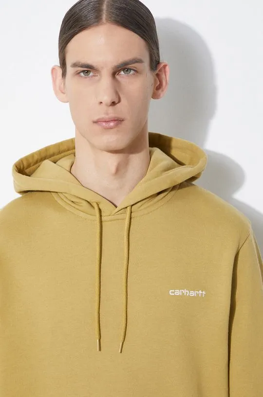 Carhartt WIP hooded sweatshirt Script Embroidery Sweat men's beige color hooded smooth I033658.22WXX