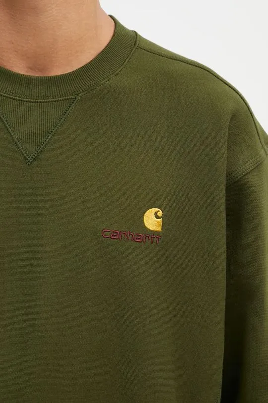 Carhartt WIP sweatshirt American Script Sweat men's green color hooded smooth I025475.2BRXX