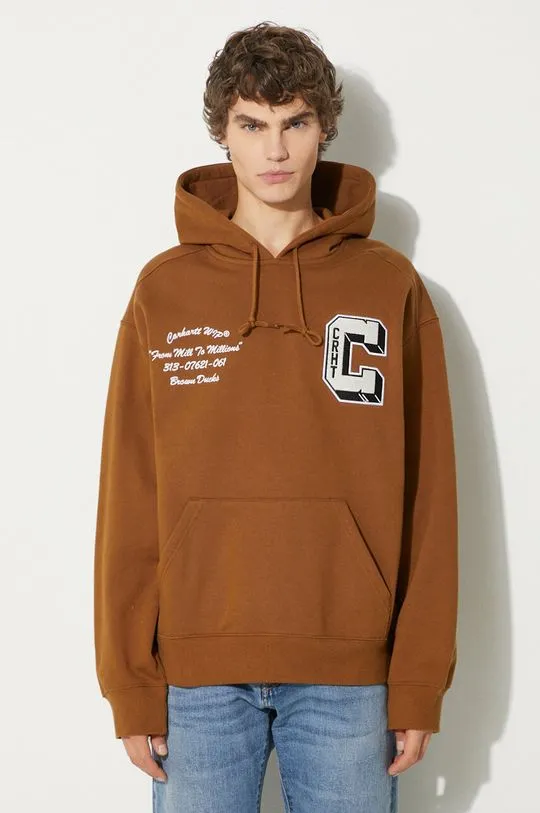 Carhartt WIP sweatshirt Hooded Brown Ducks Sweat men's brown color hooded I033930.HZXX