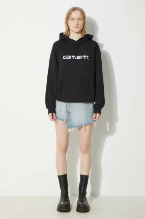 Carhartt WIP sweatshirt Hooded Carhartt Sweatshirt women's black color hooded I033648.0D2XX