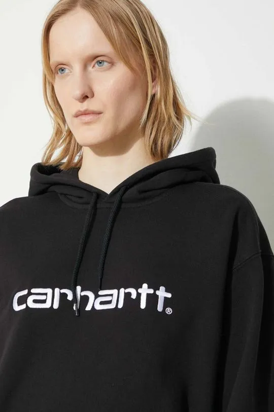 Carhartt WIP sweatshirt Hooded Carhartt Sweatshirt women's black color hooded I033648.0D2XX