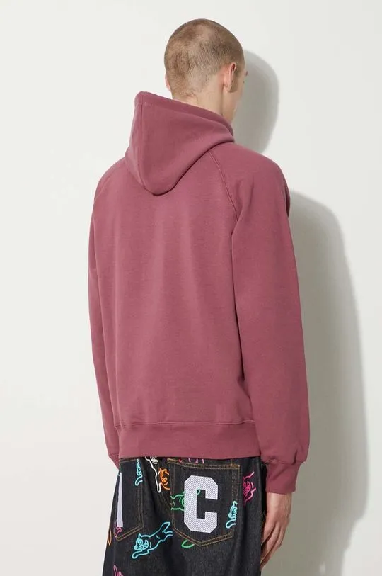 Carhartt WIP sweatshirt Hooded Chase men's pink color hooded smooth I033661.2BBXX