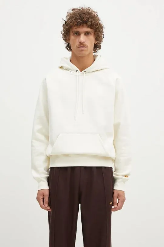 Carhartt WIP sweatshirt Hooded Chase Sweat men's beige color hooded smooth I033661.0SHXX