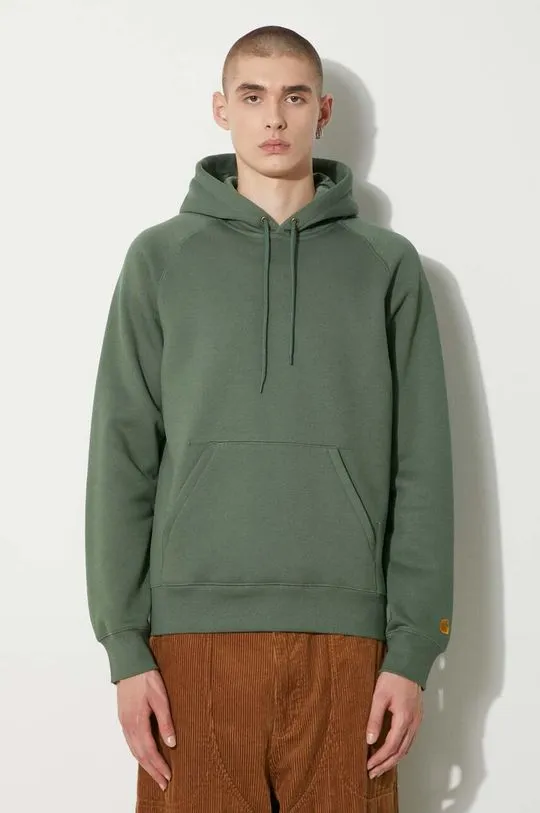 Carhartt WIP sweatshirt Hooded Chase Sweat men's green color hooded smooth I033661.29YXX