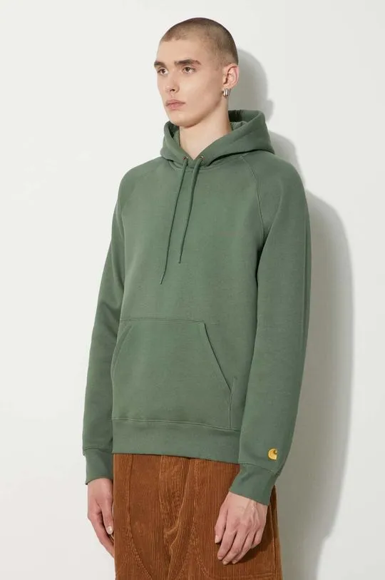 Carhartt WIP sweatshirt Hooded Chase Sweat men's green color hooded smooth I033661.29YXX