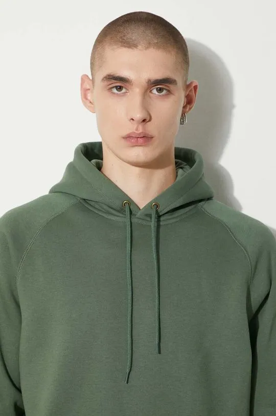 Carhartt WIP sweatshirt Hooded Chase Sweat men's green color hooded smooth I033661.29YXX