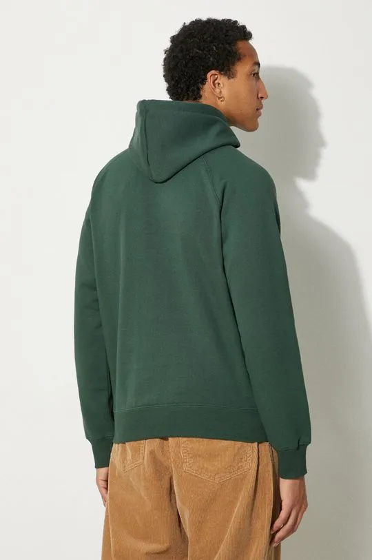 Carhartt WIP sweatshirt Hooded Chase Sweat men's green color hooded smooth I033661.2CXXX