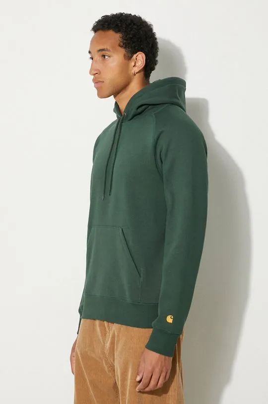 Carhartt WIP sweatshirt Hooded Chase Sweat men's green color hooded smooth I033661.2CXXX