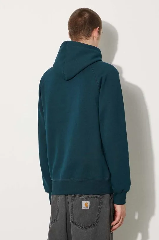 Carhartt WIP sweatshirt Hooded Chase Sweat men's turquoise color hooded smooth I033661.2D0XX