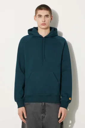 Carhartt WIP sweatshirt Hooded Chase Sweat men's turquoise color hooded smooth I033661.2D0XX