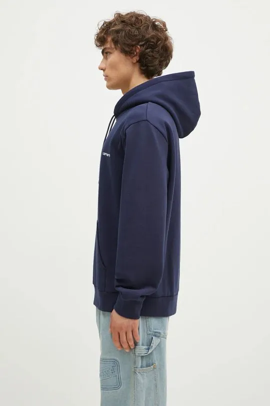 Carhartt WIP sweatshirt Hooded Script Embroidery Sweat men's navy blue color hooded with an application I033658.2AHXX