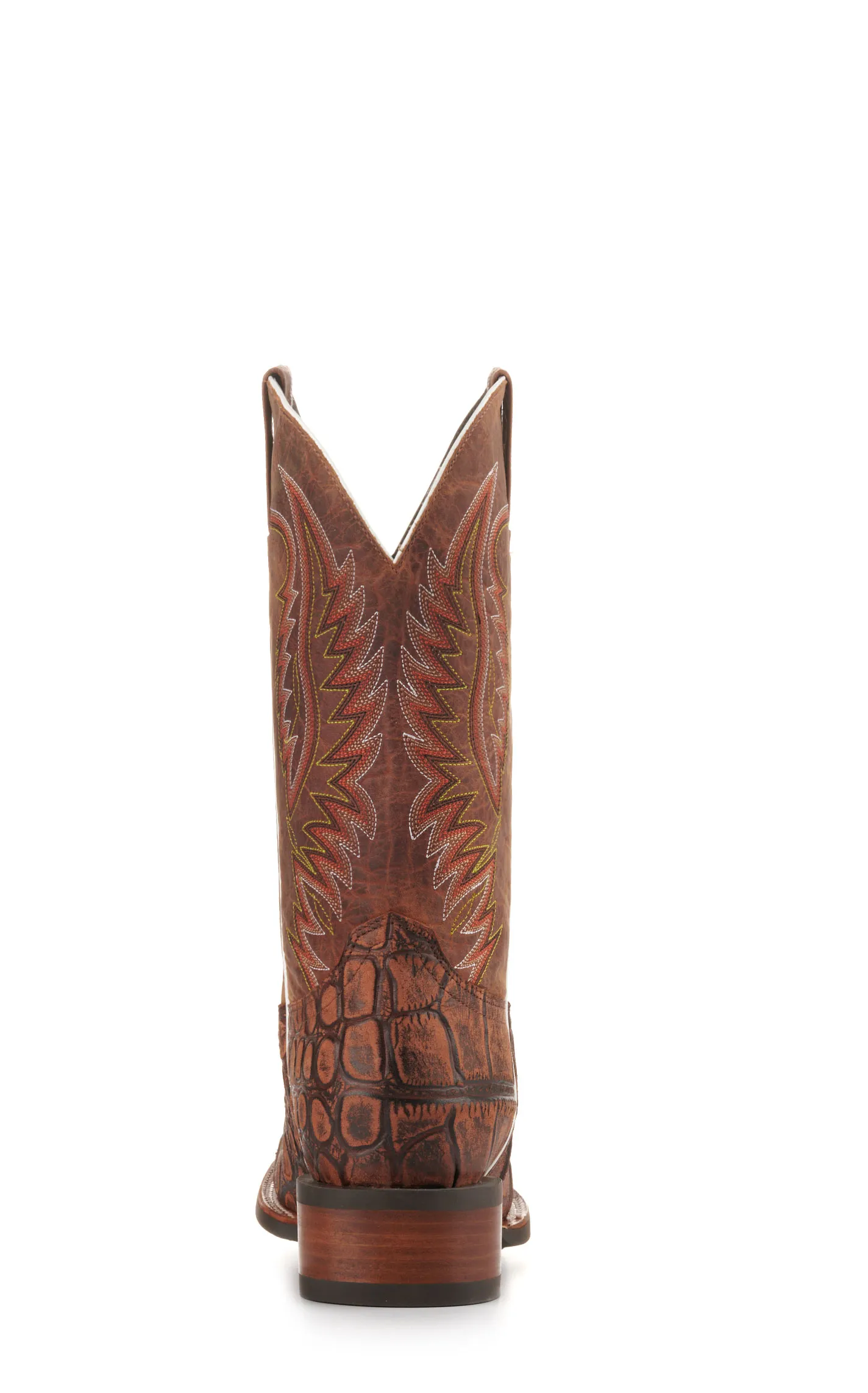 Cavender's Men's Intrepid Honey and Rustic Tan Alligator Print Wide Square Toe Cowboy Boot