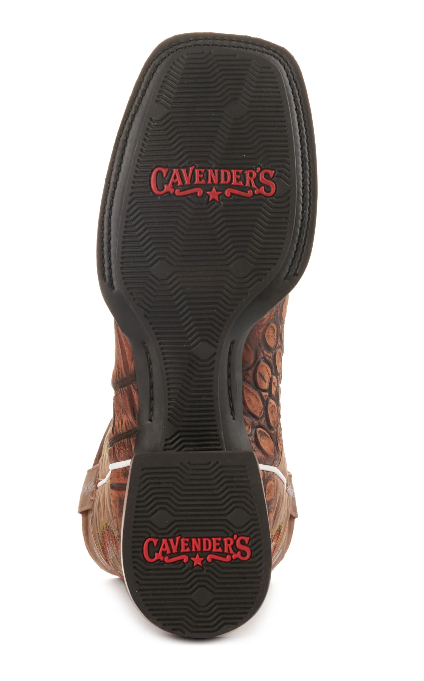 Cavender's Men's Intrepid Honey and Rustic Tan Alligator Print Wide Square Toe Cowboy Boot